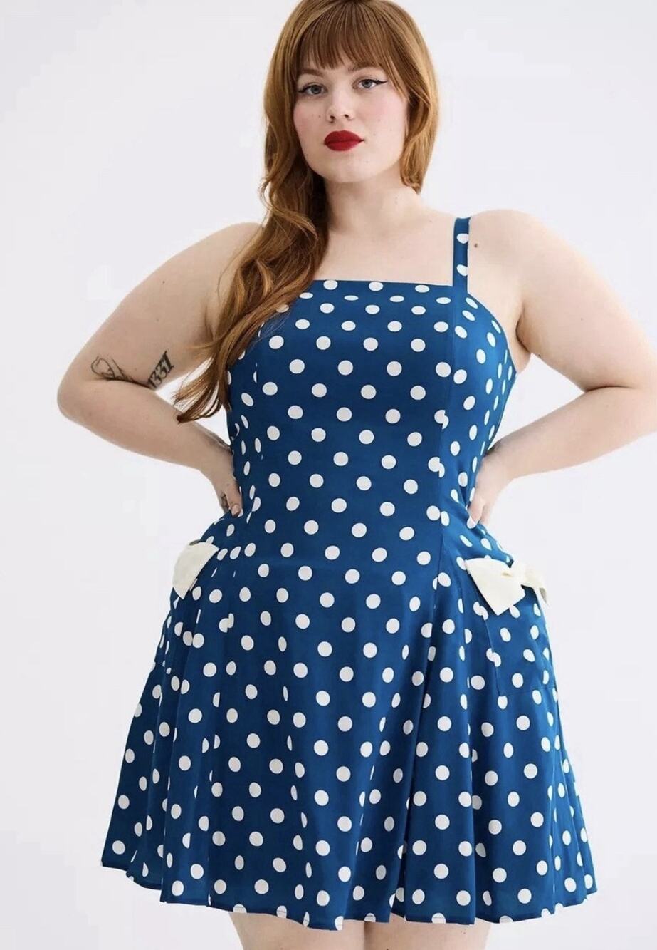 NWT Torrid Retro Chic Dress Fit Flare Blue Polka Dot Rockabilly Pin-up Size 24